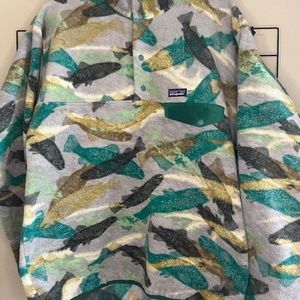 Patagonia Synchilla Snap Fleece Throwback Trout Fish Printed Men's Large